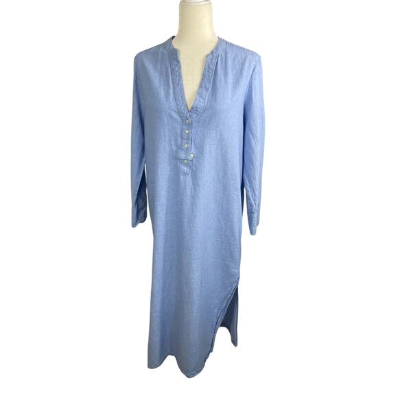 Vineyard Vines Linen Blend Button Front Midi Cover-Up Dress Blue Size Medium - Picture 5 of 12